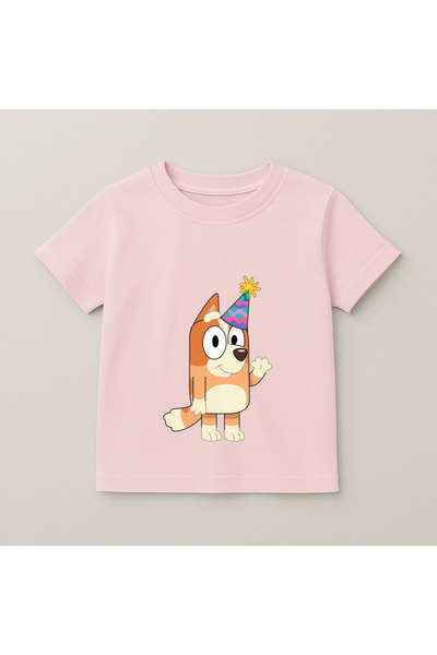 SVART WEAR Bluey Bingo Party Printed Kids T-Shirt 100% Cotton Pink