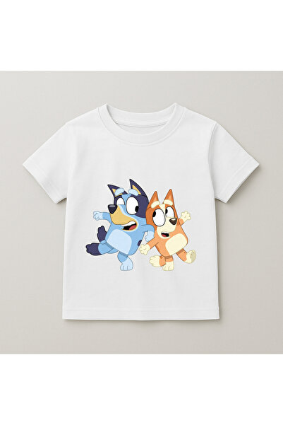 SVART WEAR Bluey and Bingo Dancing Printed Kids T-Shirt 100% Cotton White