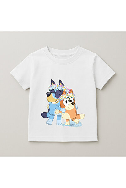 SVART WEAR Bluey and Bingo Celebration Printed Kids T-Shirt 100% Cotton White