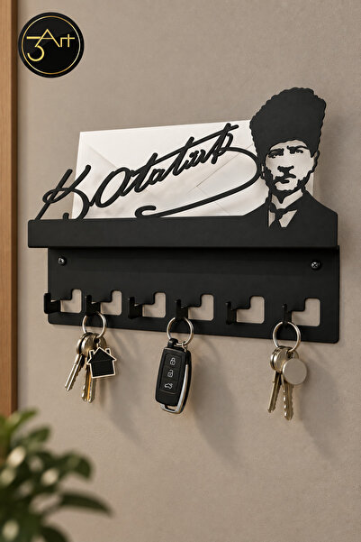 3Art Metal Dekorasyon Tic.Ltd.Şti Ataturk Signed Metal Keychain Hanger - Wall...