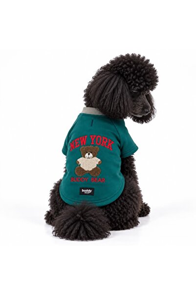 Buddy Store New York Buddy Bear Süzene Nakışlı Köpek Sweatshirt – Petrol Yeşili