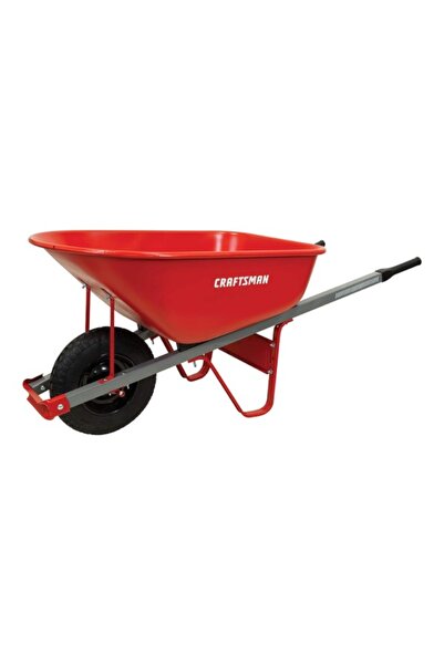 CraftSman عربة يدوية فولاذية بإطار هوائي بعجلة واحدة، سعة 6 قدم مكعب