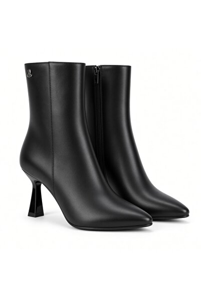 Venüs Kemal Aygün-Venüs Leather Women's Short Heeled Boots - Pointed Toe & Go...
