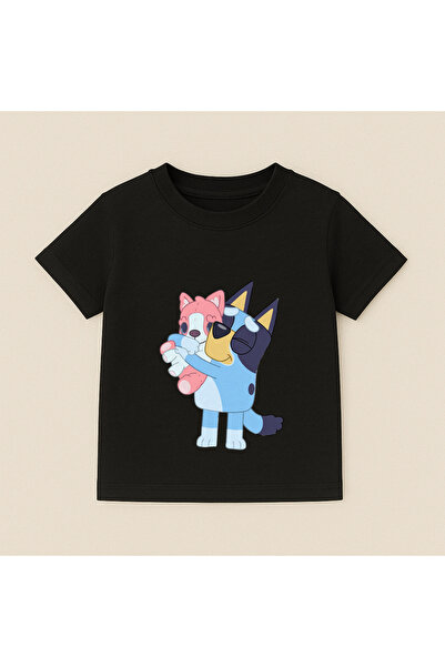 SVART WEAR Bluey Floral Printed Kids T-Shirt 100% Cotton Black