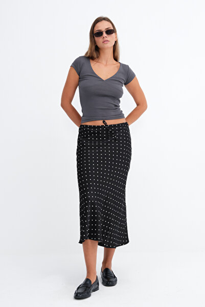 Addax Polka Dot Satin Skirt E19066