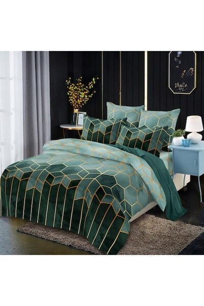 odjas Set de lenjerie de pat dublu, bumbac premium, 6 piese, 2 persoane, mode...