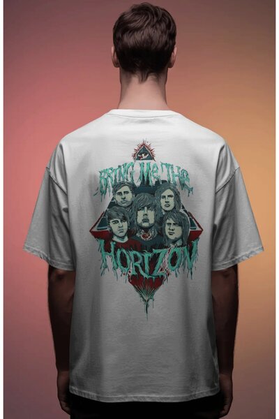 SEVBANO Tricou premium supradimensionat unisex cu imprimeu Bring Me The Horiz...