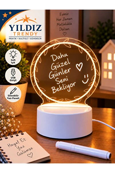 Yıldız Trendy Işıklı Yazı Panosu Dekoratif Kişiselleştirilebilir, Ledli Masa ...