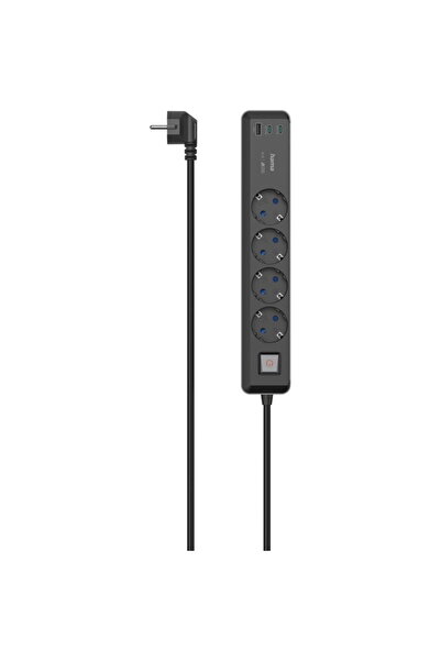 Hama Πολύπριζο 4 υποδοχές Σούκο, 1,4μ, 1 USB-C, 1 USB-A, Power Delivery, 65W