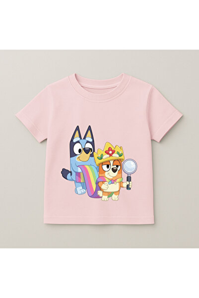 SVART WEAR Bluey and Bingo Costume Printed Kids T-Shirt 100% Cotton Pink