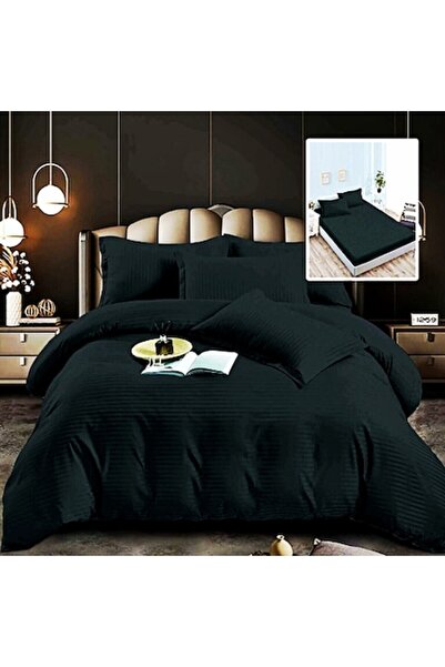 odjas Set de lenjerie de pat Damasc, 6 piese, negru