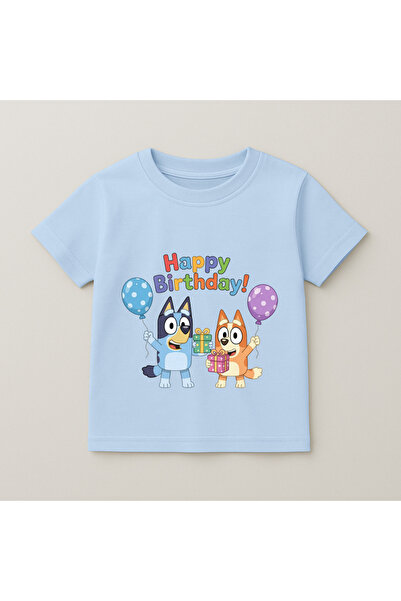 SVART WEAR Bluey Birthday Balloon Printed Children's T-Shirt 100% Cotton Baby...