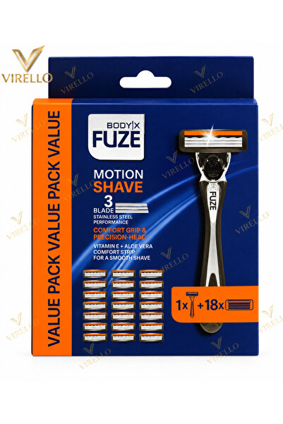 Virello Bodysuit-X Fuze Motion Ξυριστική μηχανή, 3 λεπίδες, 1 λαβή + 18 ανταλ...