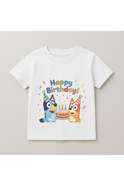 SVART WEAR Bluey Birthday Printed Kids T-Shirt 100% Cotton White