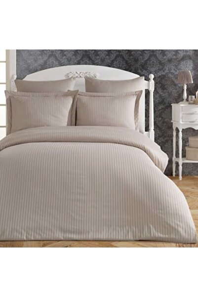 odjas Set de lenjerie de pat din bumbac satinat, bej, 6 piese