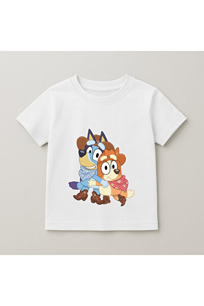 SVART WEAR Bluey Family Group Printed Kids T-Shirt 100% Cotton White