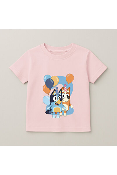 SVART WEAR Tricou pentru copii cu imprimeu cu baloane Bluey și Bingo, 100% bu...
