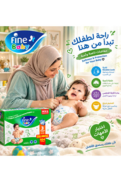 FINE Fain Baby Size (3) Medium Jumbo Box -104 Diapers