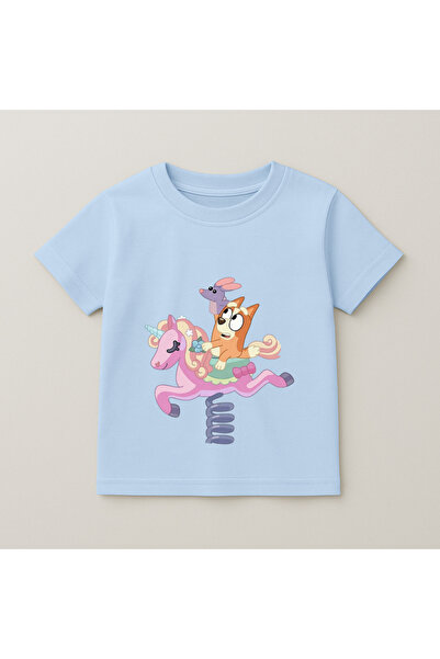 SVART WEAR Bluey Spring Toy Printed Children's T-Shirt 100% Cotton Baby Blue