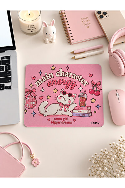 Duxy Sevimli Kedi Mouse Pad, 23x19 cm, Kaymaz Taban, Ev, Ofis ve Oyun için Ra...