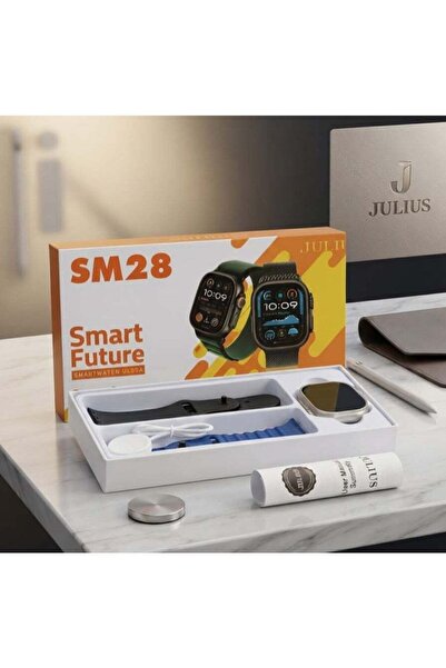 JULIUS SM28 Smart Future Ultra Smartwatch - Silver Case with Black Strap & Fi...