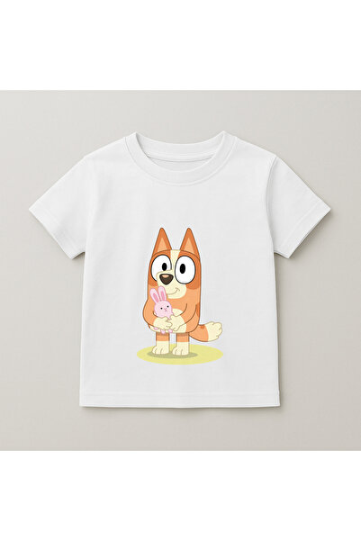 SVART WEAR Bluey Bingo Sitting Printed Kids T-Shirt 100% Cotton White