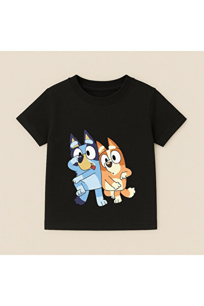SVART WEAR Bluey and Bingo Dance Printed Kids T-Shirt 100% Cotton Black