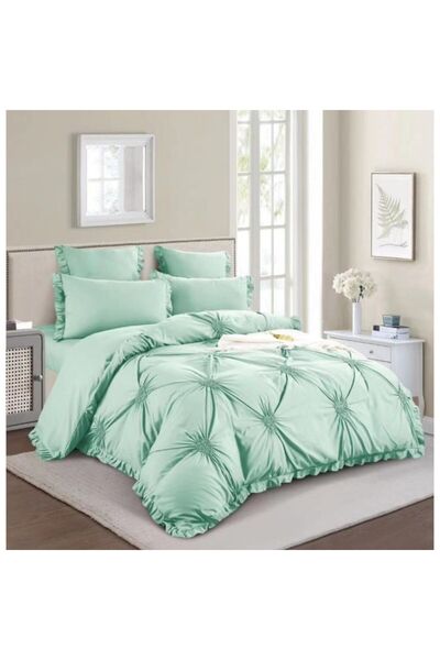 odjas Lenjerie de pat dublu, Uni, Model Inimi Brodate, 6 piese, Finet, 180X20...