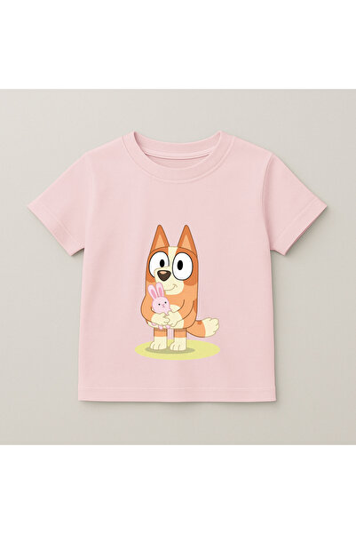 SVART WEAR Bluey Bingo Sitting Printed Kids T-Shirt 100% Cotton Pink