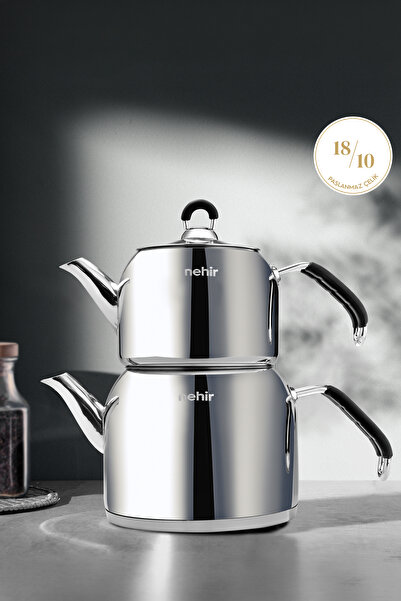 Nehir Modern Mini Size 0.8-1.6 Lt. Stainless Steel Teapot Set