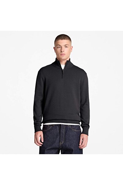 Timberland Williams River Cotton 1/4 Zip Sweater Men's Black Sweatshirt