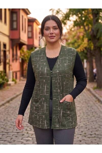 AKMAVİ Women's Plus Size Square-Embroidered Combed Cotton Vest