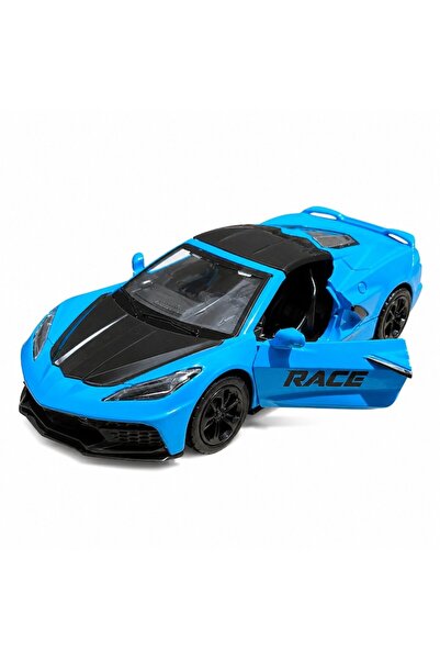 LEIBOO Metal Toy Supercar, Chevrolet Corvette C8 Style, 1:28 Scale, Functiona...