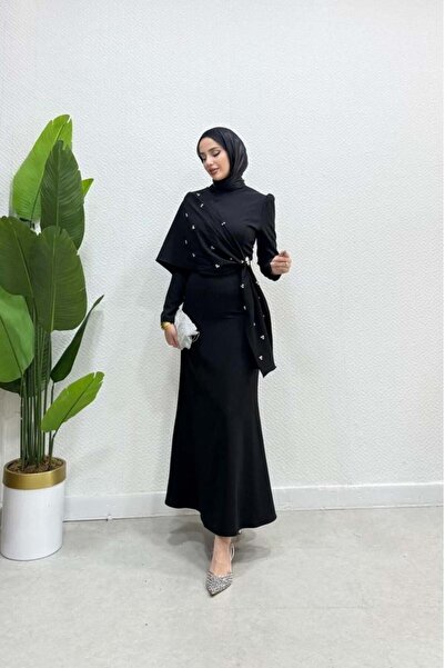 Şule Giyim Hilary Drape Detay Abiye Siyah