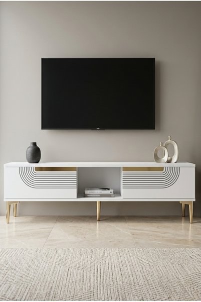 CENEYRA TSA1508BG MEYRA TV Sehpası Beyaz-Gold 150cm