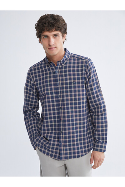 LC Waikiki Lcwaikiki Classic Burgundy Regular Fit Long Sleeve Plaid Men's Shirt