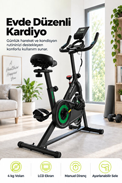 kochler Spin Kondisyon Bisikleti – 4 kg Volanlı, Ayarlanabilir Dirençli Egzer...