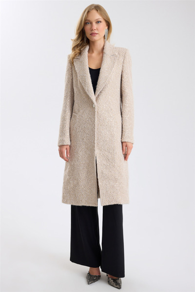 HomeStore Sequined Buttoned Curly Coat