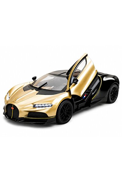 LEIBOO Mașină metalică Bugatti Chiron, crem-negru, scară 1:24, cu uși tip flu...