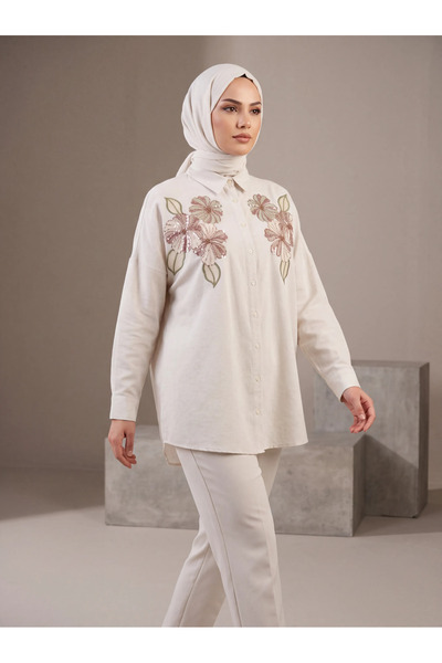 BURRASCA Embroidered Oversized Linen Shirt