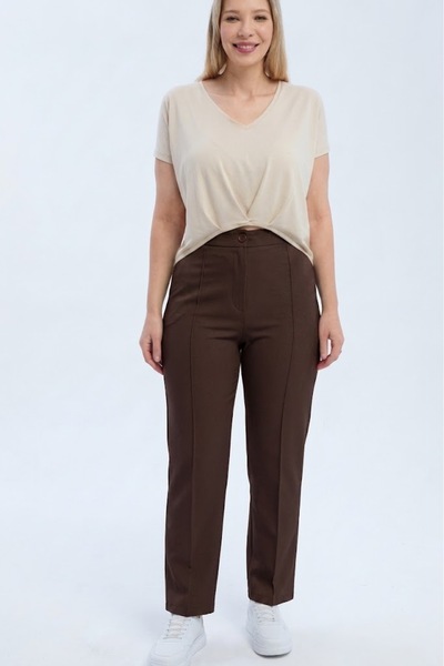 Symirna Women's High Waist Carrot Cut Stretch Fabric Pants