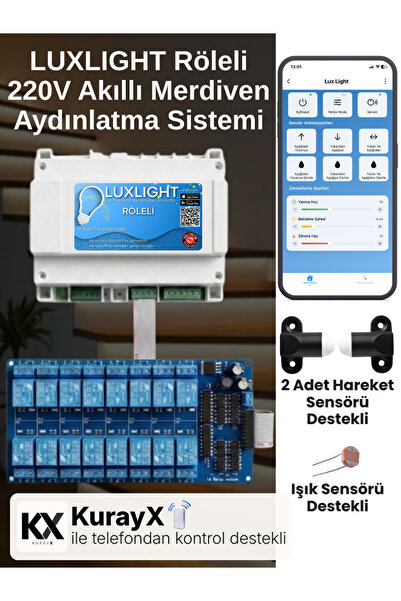 Kuraysoft Luxlight 220V Röleli Merdiven Aydınlatma Sistemi 4/8/16 Kanal | Sen...