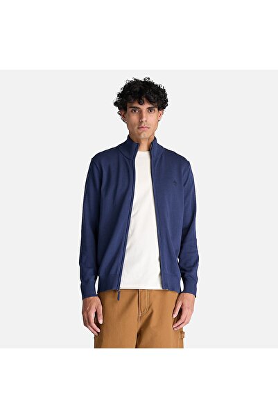 Timberland Williams River Cotton Full Zip Sweater Men's Navy Blue Sweatshirt