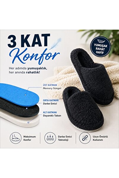 Black Flex Cozy Step 3-Layer Plush Slippers Flat Black 36-41