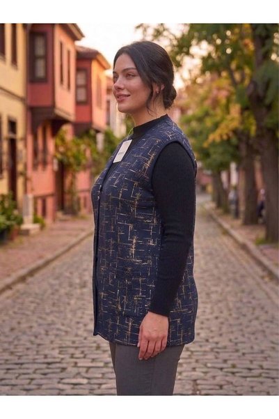 AKMAVİ Women's Plus Size Square-Embroidered Combed Cotton Vest
