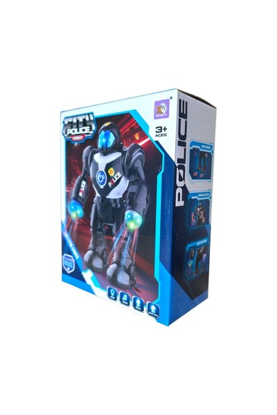 LEIBOO Robot de poliție interactiv cu lumini, sunete și mișcare, merge și dan...