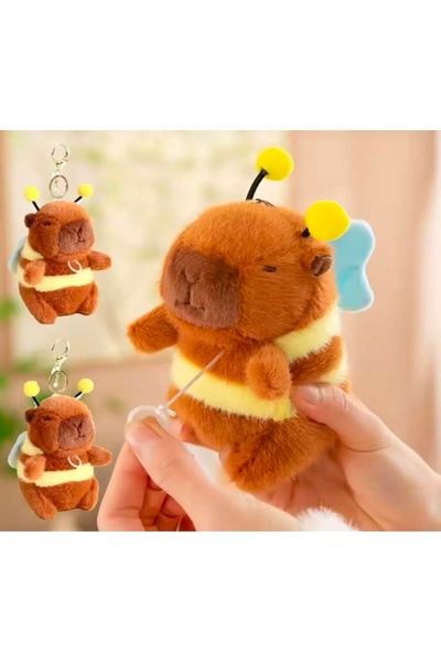 SHAMİRA Kapibara arı kanat çırpan 12 cm sevimli anahtarlık capybara