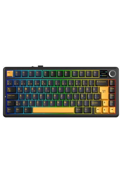 Aula F75 Max Mekanik Gaming Oyuncu Klavyesi TKL RGB GrayWood V4 Switch Kablos...