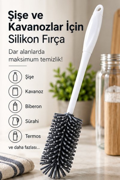 VAN VLECK Silikon Uçlu Şişe Temizlik Fırçası 32 cm – Şişe, Biberon, Kavanoz, ...