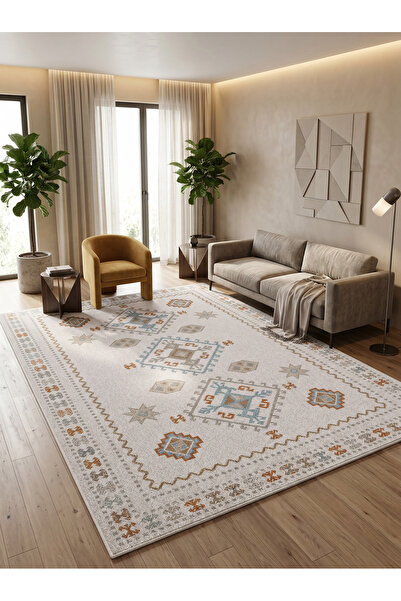 Rose'n Home ARTE VN054 İskandinav Geometrik Desenli Renkli Dekoratif Salon Mu...